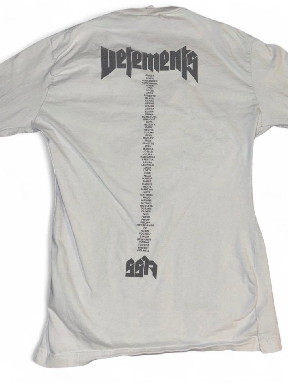 Vetements White T-Shirt with Black Vertical Back Print